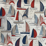 BOATS   100% Cotton Linen Look by Stof of France - £10.00 Per Metre - Sold by Half Metre