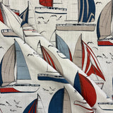 BOATS   100% Cotton Linen Look by Stof of France - £10.00 Per Metre - Sold by Half Metre
