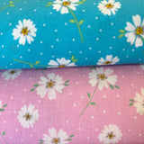 PRETTY FLORALS BY THE CRAFT COTTON CO. PINK AND TURQUOISE - £5.00 Per Metre - Sold By Half Meter