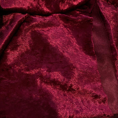 Remnant 090710  95cm Dark Red Crushed Velvet  - 150cm Wide