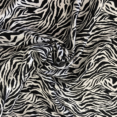 100% Viscose - Animal Print - Black/White - Sold By Half Metre