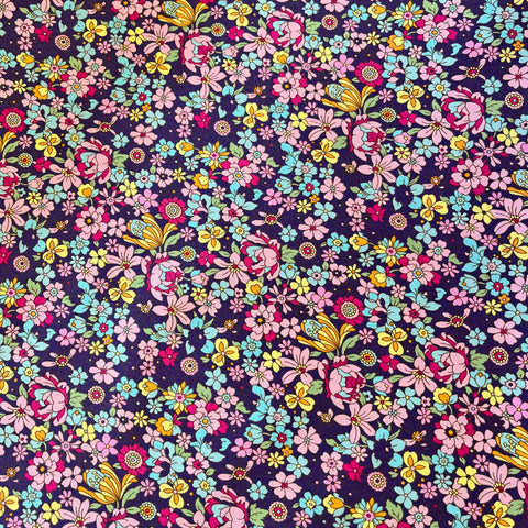 Ditsy small floral pretty purple design dresses Kayes 100% cotton dressmaking Southend Westcliff sewing fabric craft clothes pattern fabric shops Metre discount cheap 