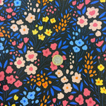 Polycotton Print - Floral Garden - Black - £3.00 - Per Metre - Sold by Half Metre