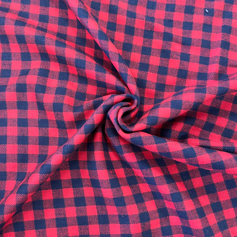 Brushed cotton pyjamas cosy flannel red navy check soft Kayes Textiles 100% cotton dressmaking Southend Westcliff sewing fabric craft clothes pattern fabric shops Metre discount cheap 
