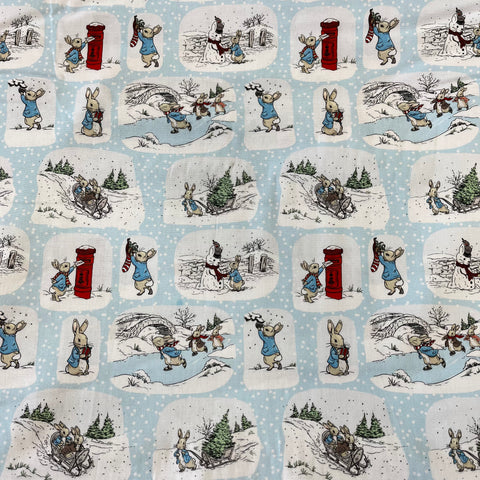 100% Cotton  - Peter Rabbit - Snowy Day Out - Sold by Half Metre