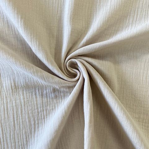 Double beige gauze perfect for summer clothes dresses tops lightweight cool Kayes 100% cotton dressmaking Southend Westcliff sewing fabric craft clothes pattern fabric shops Metre discount cheap 