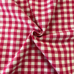 Cerise white checked check gingham soft brushed summer Kayes Textiles 100% cotton dressmaking Southend Westcliff sewing fabric craft clothes pattern fabric shops Metre discount cheap 