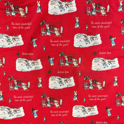 100% Cotton  - Peter Rabbit - The Most Wonderful Time of The Year - Sold by Half Metre