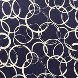 Linen Rayon Muted Floral and Navy Circles - 60% Linen 40% Rayon 140cm wide £11m