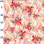 a floaty viscose fabric with blurred pink water colour flowers Kayes Textiles Fabrics