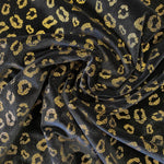 Black Stretch Velvet with Gold Leopard Design - 60"/150cm wide - Sold by Half Metre