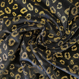 Black Stretch Velvet with Gold Leopard Design - 60"/150cm wide - Sold by Half Metre