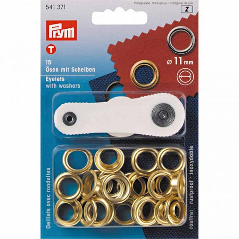11mm Eyelets With Washers - Gold