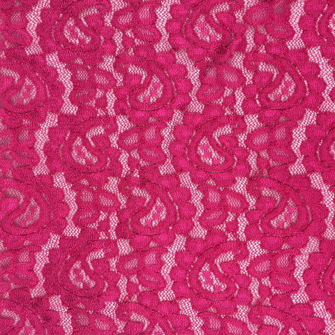 Paisley Corded Lace - Cerise - Sold by Half Metre