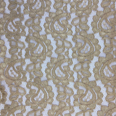 Paisley Corded Lace - Gold - Sold by Half Metre