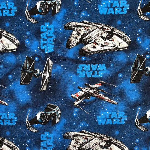 100% Cotton -Star Wars - Rebel Ships Blue - Sold By Half Metre