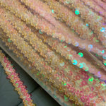 Holographic Pink Stretch Sequin Trim - 10mm Wide