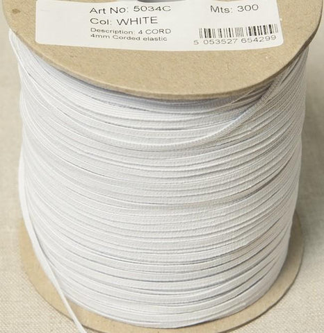 5mm Wide Knitted Elastic - White