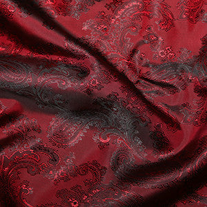 Remnant 170410    Paisley Jacquard Lining - Red/Black - 50cm x 150cm