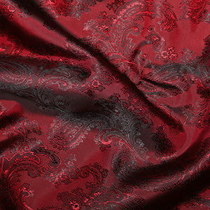 Paisley Jacquard Lining - Red - Sold By Half Metre
