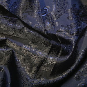 Paisley Jacquard Lining - Navy - Sold By Half Metre