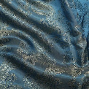 Paisley Jacquard Lining - Teal - Sold By Half Metre