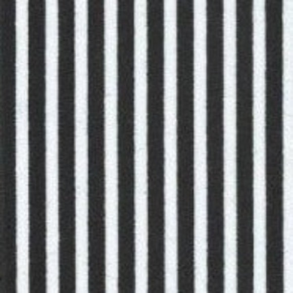 100% Cotton Poplin - Narrow Stripe - Black/White - Sold by Half