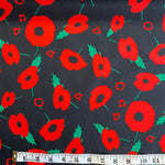 black poppy poppies 100% cotton fabric