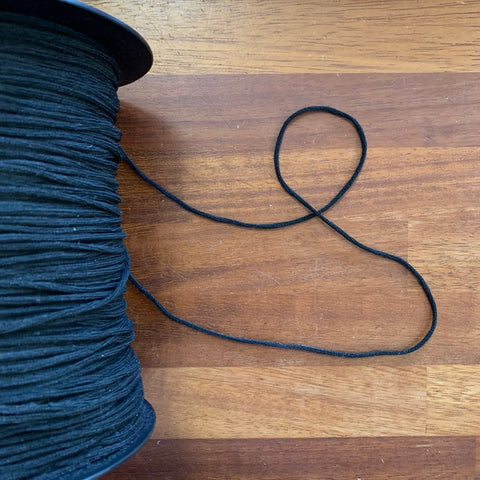 Soft Round Elastic (approx 2mm Wide) - Black