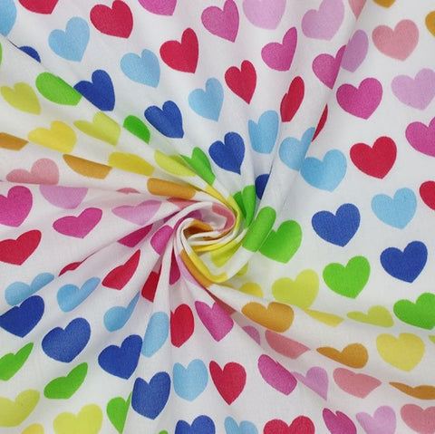 Polycotton Print - Hearts - Bright - Sold by Half Metre