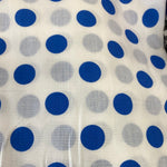 Remnant 171114 1.9m Polycotton Print Large Spot turq/White 112cm Wide