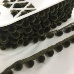 Luxury Velvet Pom Pom Trim  - Sage - £2.00 Per Metre - Sold By The Half Metre