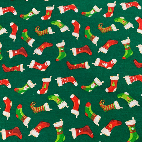 100% Cotton Christmas - Stockings - Sold By Half Metrei