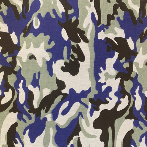 Polycotton  - Camouflage - Blue  - Sold by Half Metre
