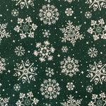 Polycotton Christmas Fabric Prints Snowflakes Green (Per 0.5 Metre)