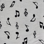 100% Cotton Poplin - Music Notes - White - Sold by Half Meter