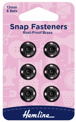 Snap Fasteners - 13mm Black