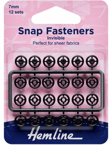 Snap Fasteners Invisible - 7mm Black
