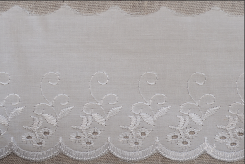 Flat Broderie Anglaise 75mm - White