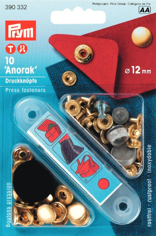 12mm Anorak Press Fasteners - Gold