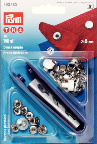 8mm Press Fasteners With Tool - Silver