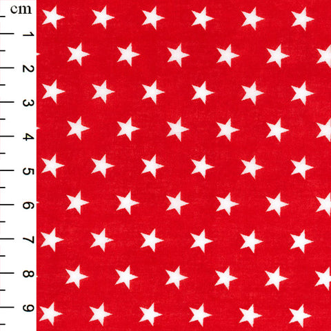 Polycotton Print - Star - Red - Sold by Half Metre