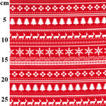 Polycotton Christmas Prints - Scandi Christmas Rows - Red - Sold by Half Metre
