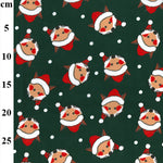 Polycotton Christmas Fabric Prints - Foxes - Green (Per 0.5 Metre)