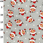 Polycotton Christmas Fabric Prints - Foxes - Silver (Per Metre)