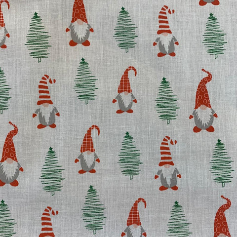 gonk and christmas tree polycotton fabric
