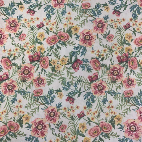 Countryside floral flowers 100% Craft cotton fabric perfect for summer clothes crafts dresses tops nightwear lightweight cool Kayes dressmaking Southend Westcliff sewing fabric shops cool clothes Metre discount cheap 
