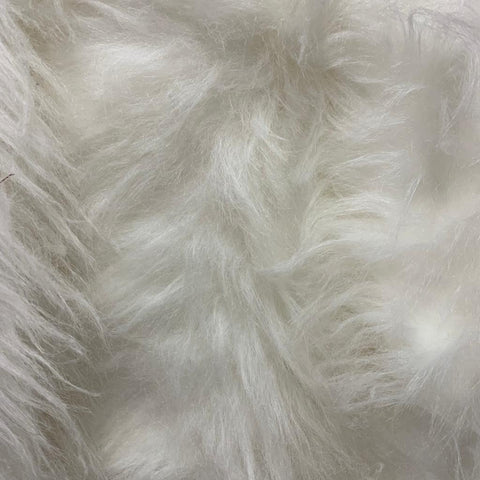 Long Pile Faux Fur - White - Sold By Half Metre