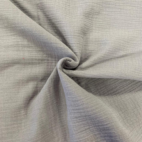 Grey double gauze 100% cotton fabric perfect for summer clothes dresses tops nightwear lightweight cool Kayes dressmaking Southend Westcliff sewing fabric shops cool clothes Metre discount cheap 