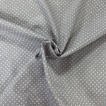 Silver grey polka dot spot 100% cotton fabric Rose and Hubble poplin 100% cotton fabric small design patchwork cotton fabric perfect for summer clothes dresses tops nightwear lightweight cool Kayes dressmaking Southend Westcliff sewing fabric cool clothes pattern fabric shops Metre discount cheap 